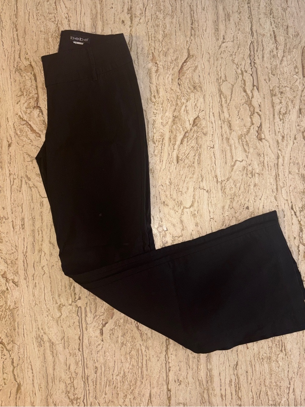 Bebe Black Bootcut Dress Pants Side Slit Hem Women’s Size 4